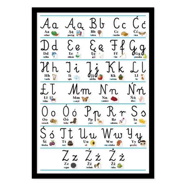 Alfabet i nauka pisania literek (język polski) - Plansze edukacyjne A3